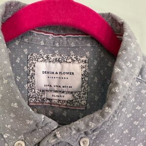 Denim & Flower Blue Patterned Slim Fit Shirt